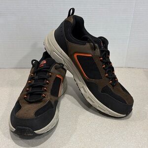 Skechers Black and Brown Outdoor Shoes with Orange Accents